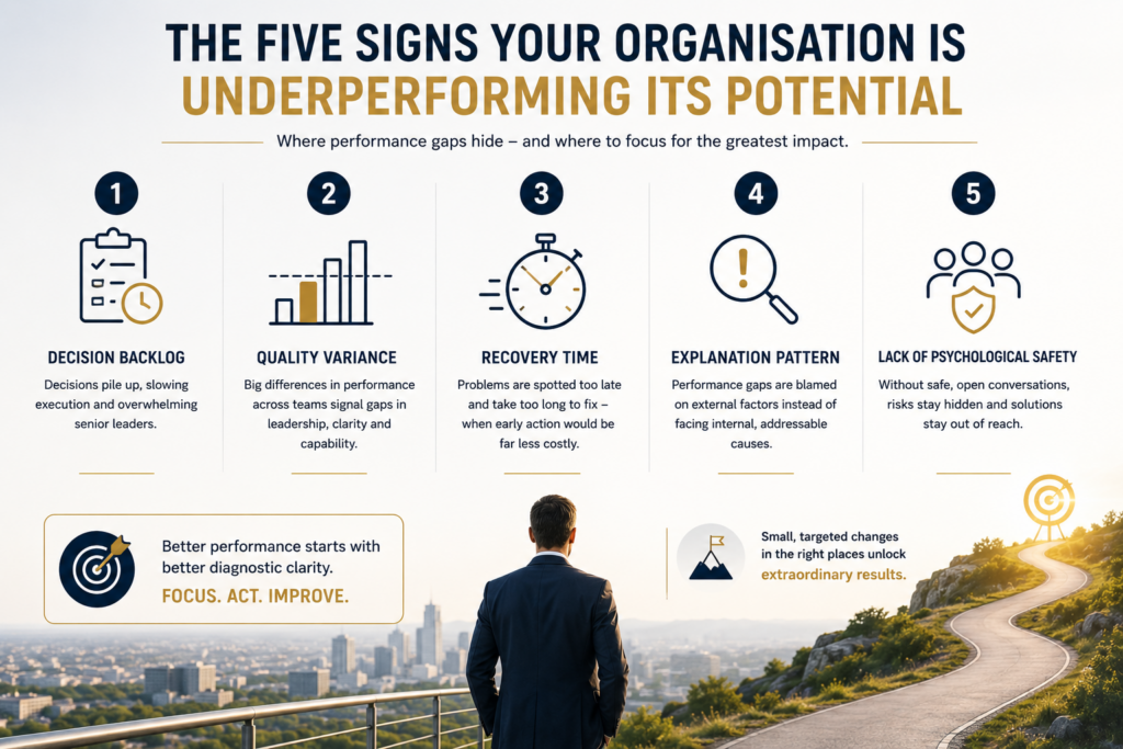 THE FIVE SIGNS YOUR ORGANISATION IS UNDERPERFORMING ITS POTENTIAL